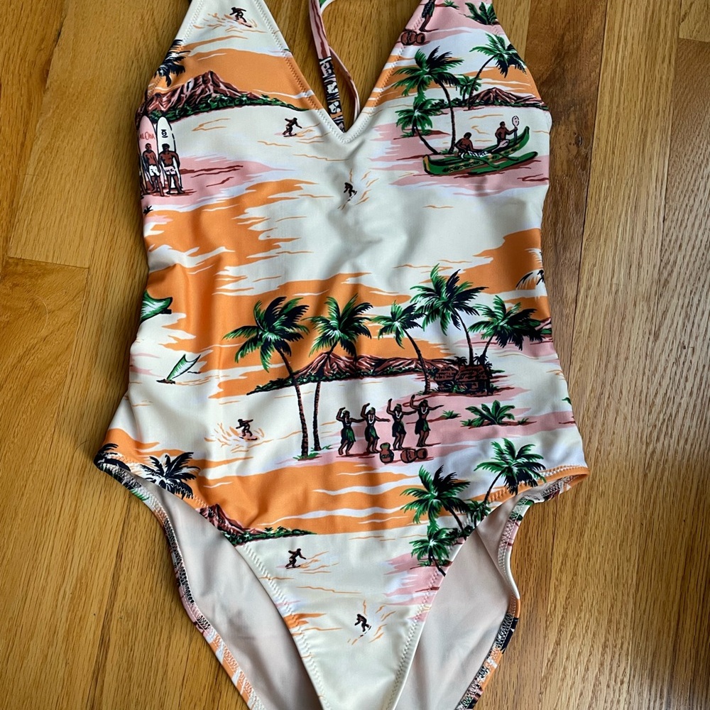 Aerie Kids One Piece Swimsuit with Tropical Scene